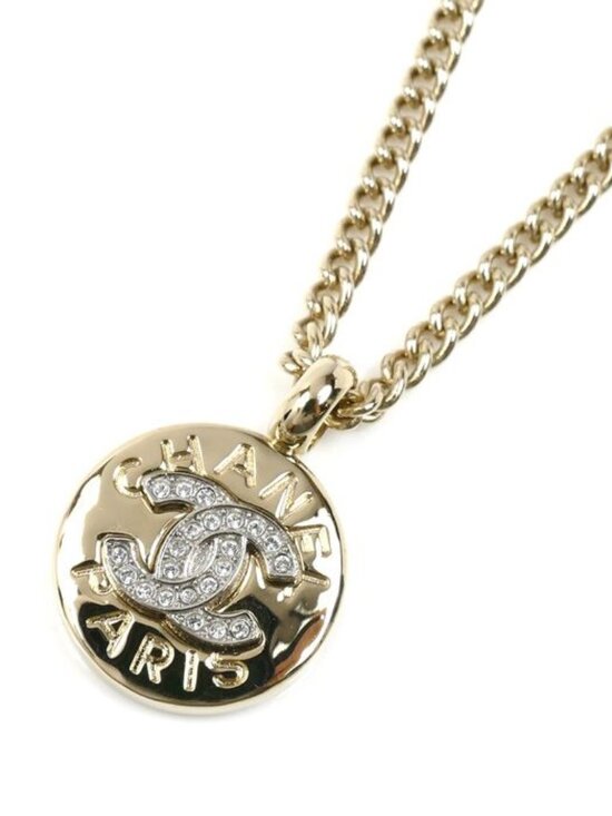 Chanel Rhinestone CC Logo Necklace